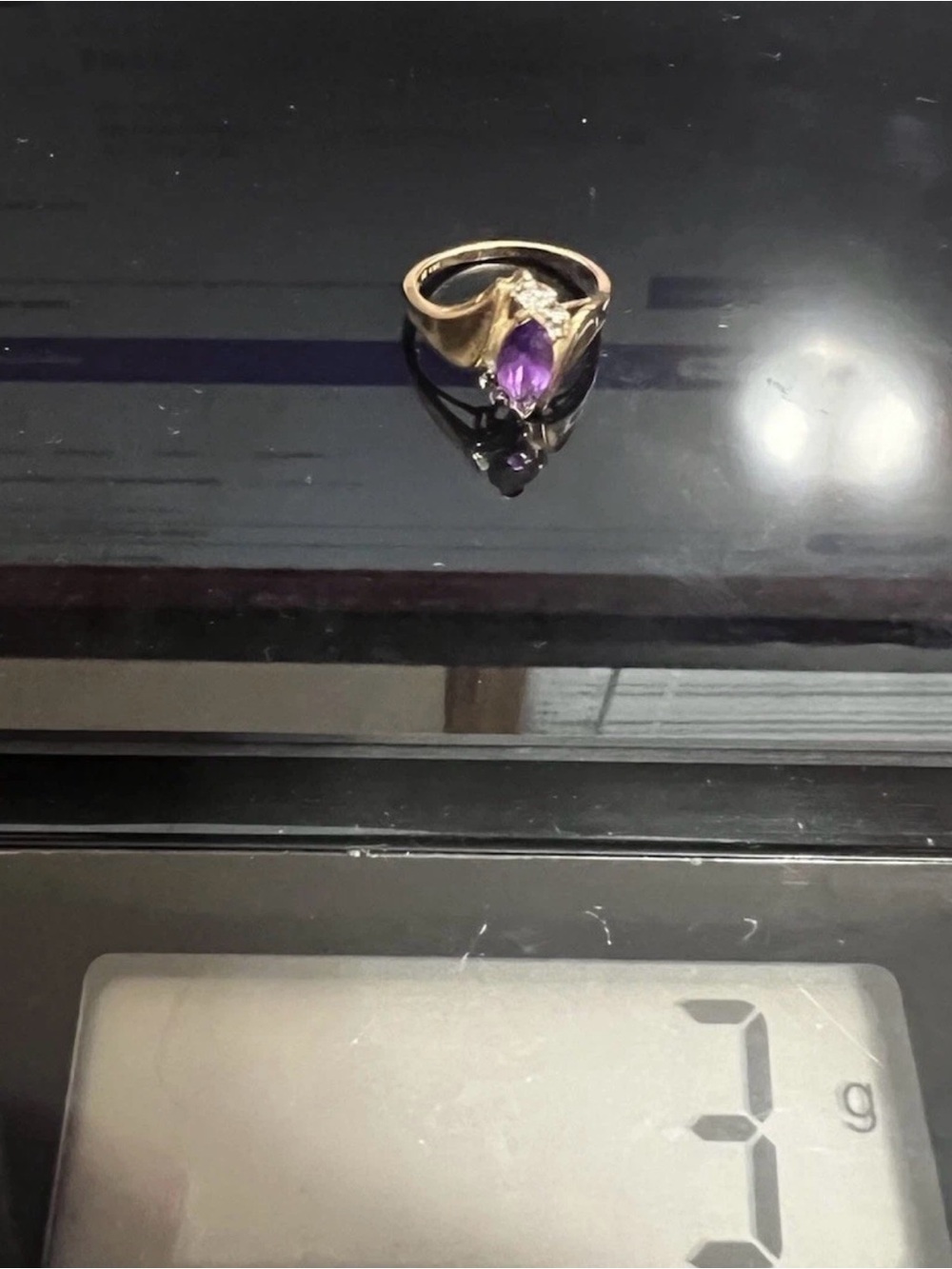 Vintage Amythest and Diamond 10k KOS Gold Ring Circa 1990s